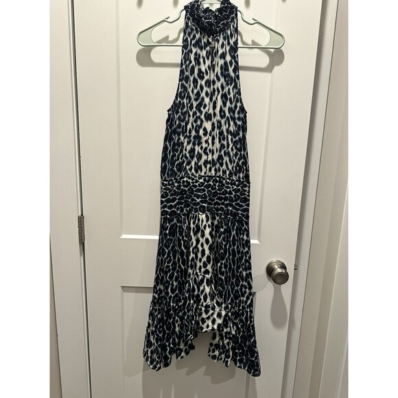 EUC A.L.C. Womens Cody Silk Halter Leopard-Print Dress Cream Blue 2 $495 - Picture 3 of 7